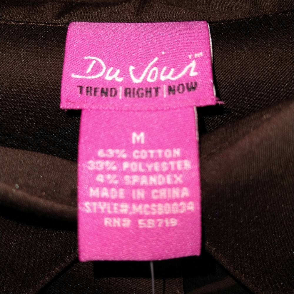 Du Jour chocolate brown shirt button up long sleeves stretchy NWT - Picture 2 of 6